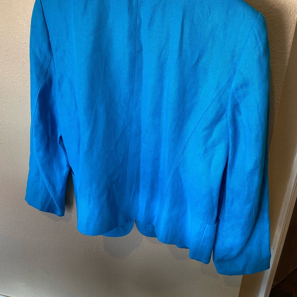 Talbots linen jacket-Turquoise - Picture 2 of 3